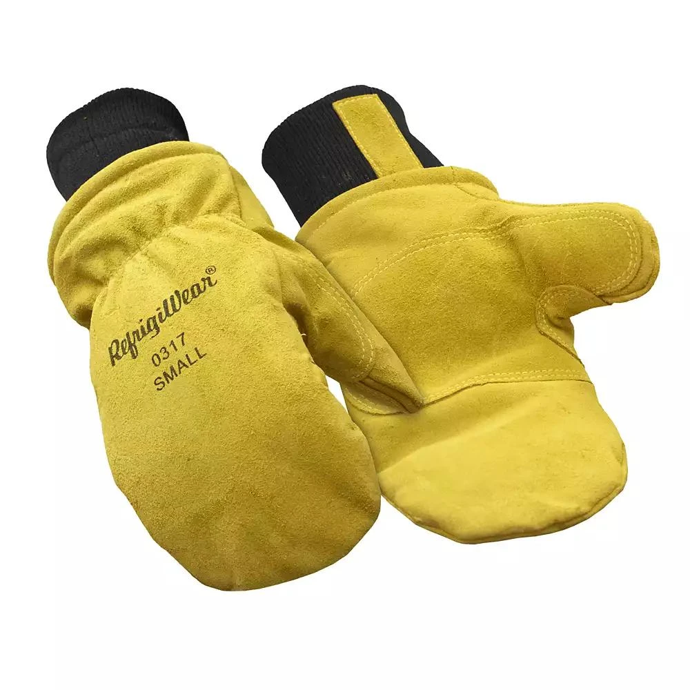 RefrigiWear Men's Warm Fleece Lined Fiberfill Insulated Leather Mitten Gloves 1