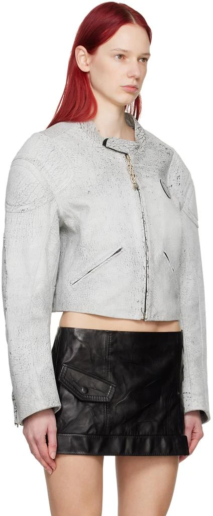 Acne Studios Gray Cracked Leather Jacket 2