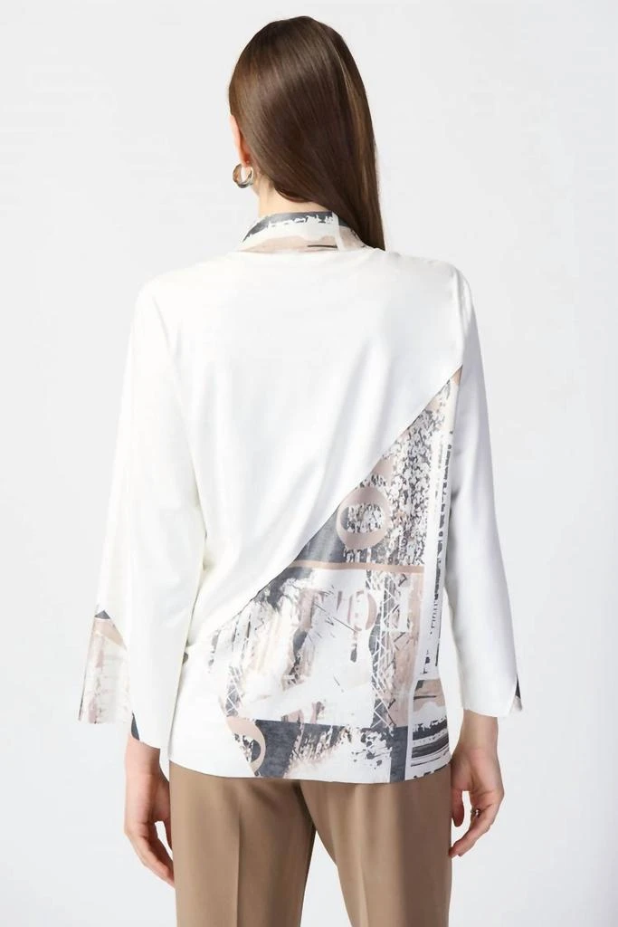JOSEPH RIBKOFF Patchwork Suede Jacket With Foil Print Accents In Vanilla/multi 2