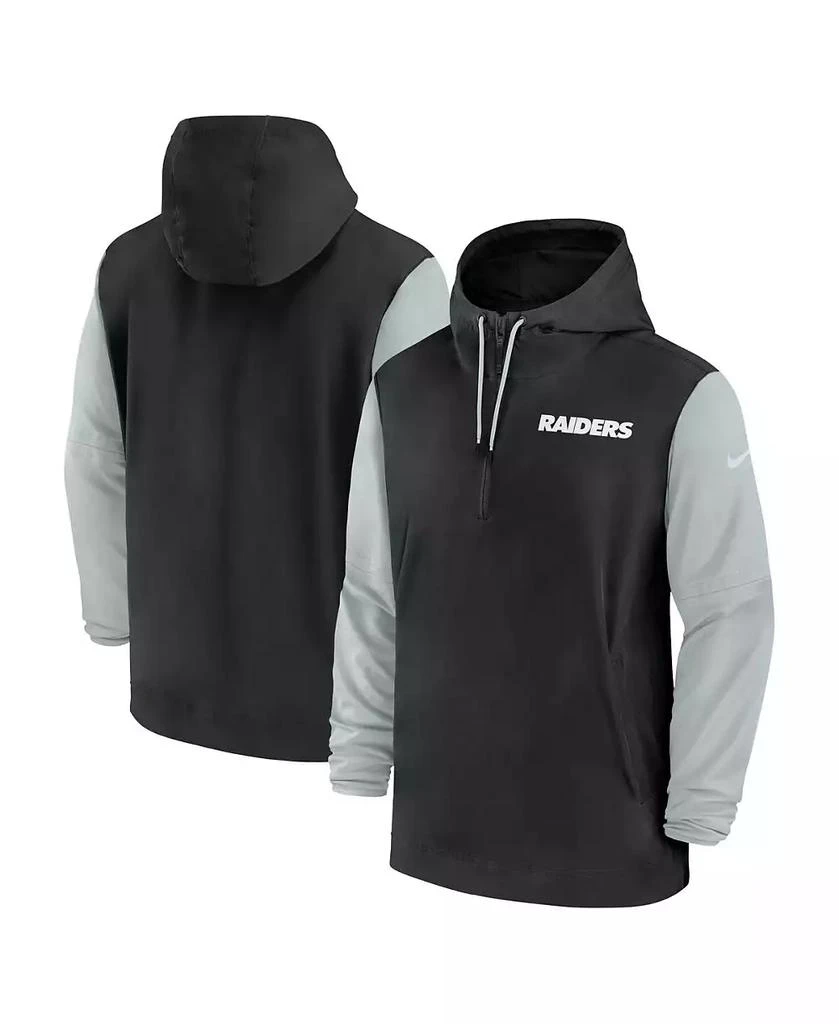 NIKE Men's Black/Silver Las Vegas Raiders 2024/25 Sideline Pre-Game Player 1/2-Zip Hoodie Jacket 1