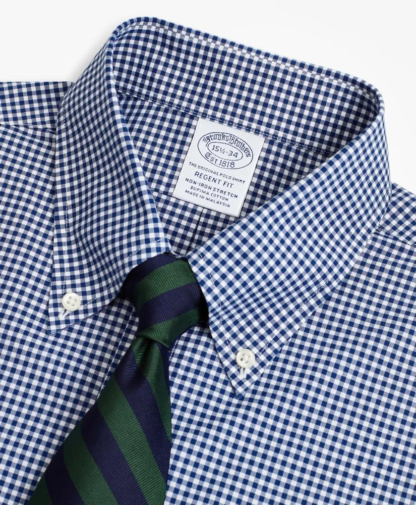Brooks Brothers Stretch Regent Regular-Fit  Dress Shirt, Non-Iron Poplin Button-Down Collar Gingham 2