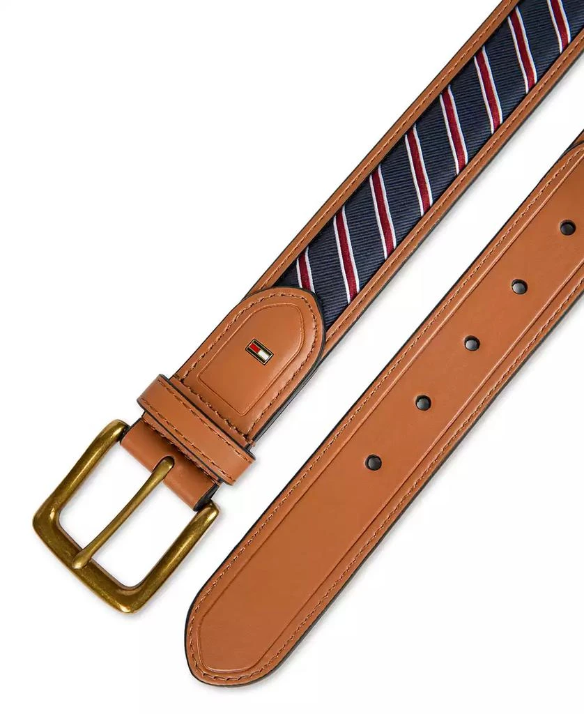 Tommy Hilfiger Men's Prep Striped Ribbon Inlay Casual Belt 5