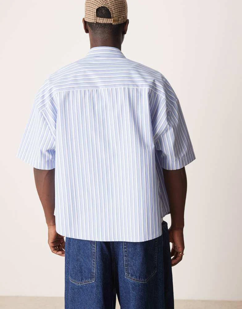 ASOS ASOS DESIGN volume oversized boxy striped shirt with embroidery 4