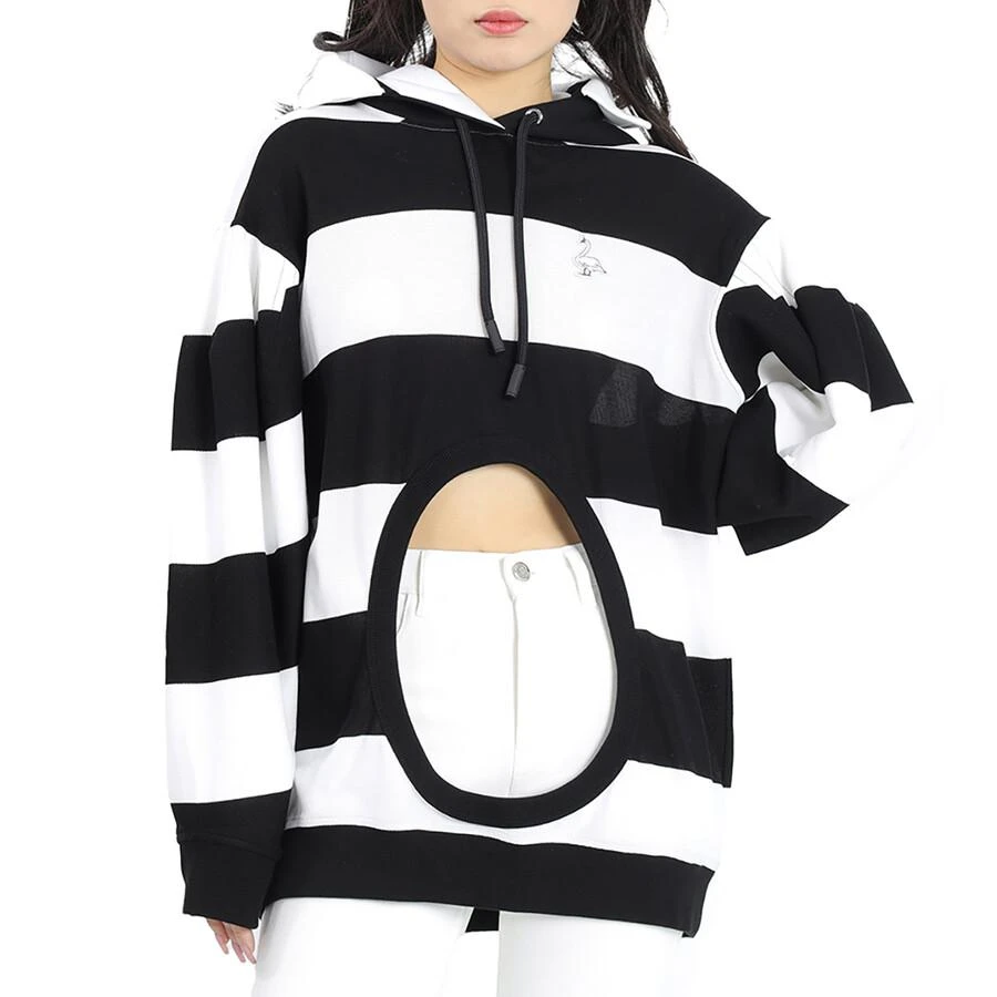 Burberry Cut-out Detail Striped Cotton Hoodie