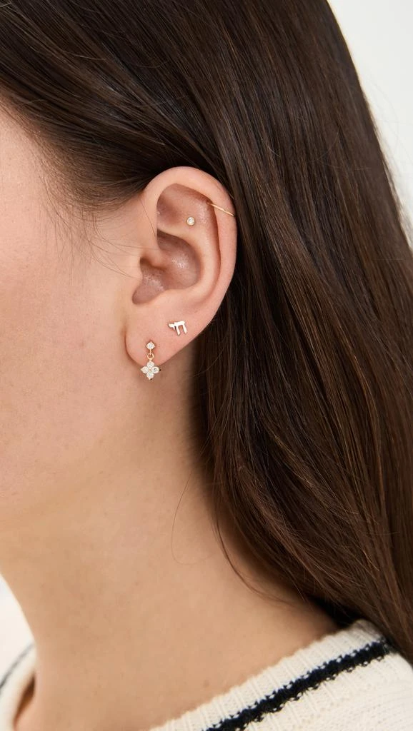 Zoe Chicco 14k Gold Prong Set Diamond Stud Single Earring with Quad Drop 2
