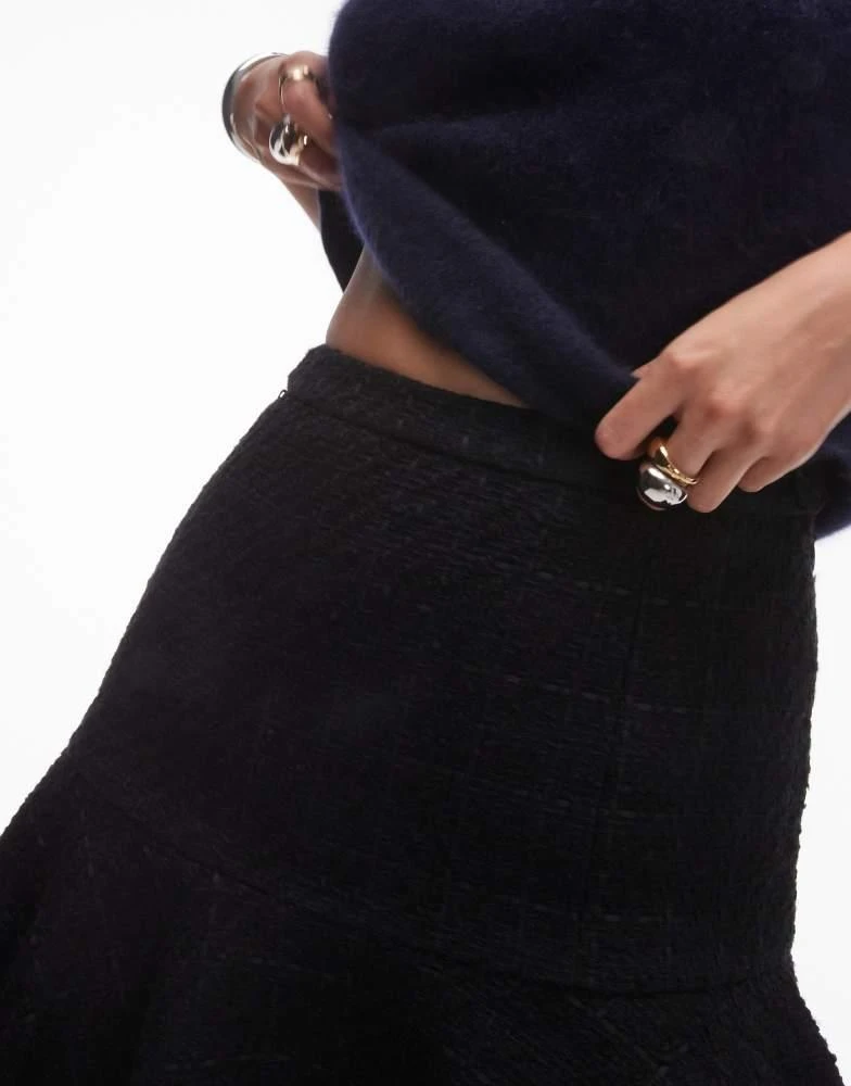 & Other Stories & Other Stories mini skirt with fluted hem in black pane check 3