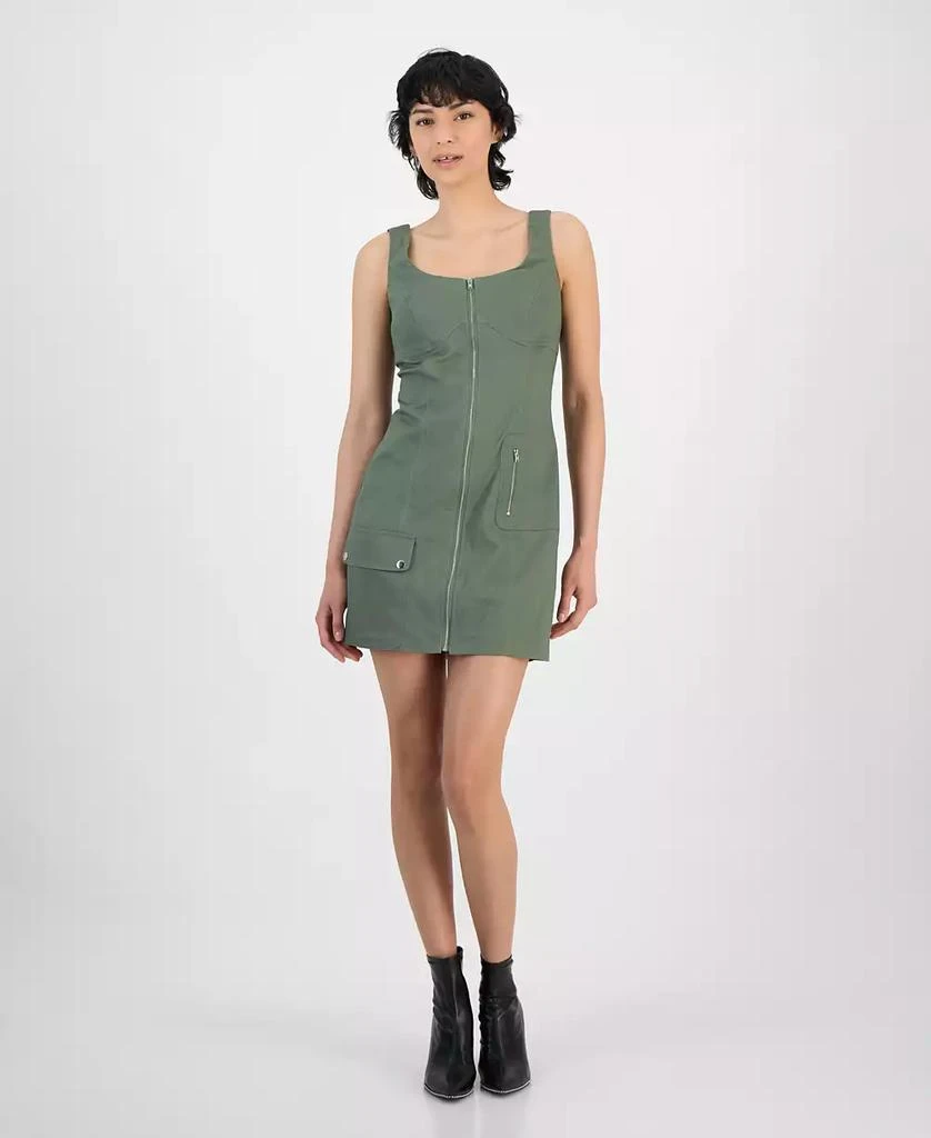 knee length dresses for ladies Oversized Parachute Cargo Mini Dress S / Olive