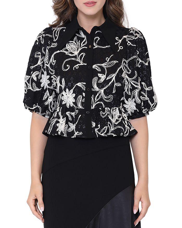 Gracia Lace Embroidered Puff Sleeve Top