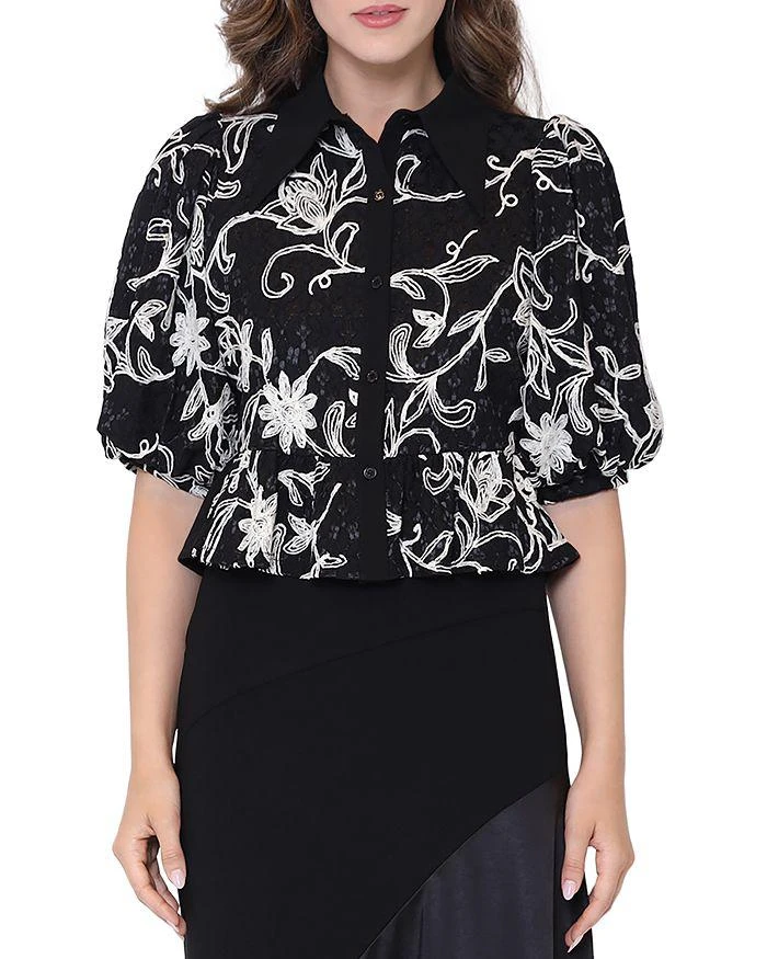Gracia Lace Embroidered Puff Sleeve Top 1