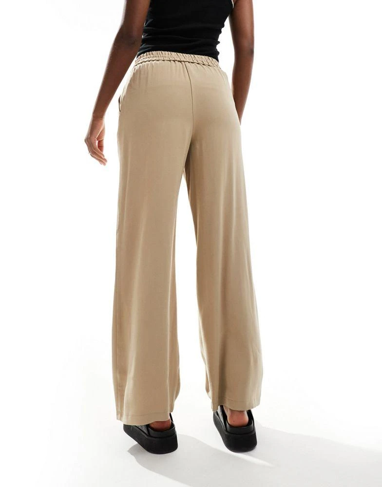Miss Selfridge Miss Selfridge soft touch pull on wide leg trouser in stone 3