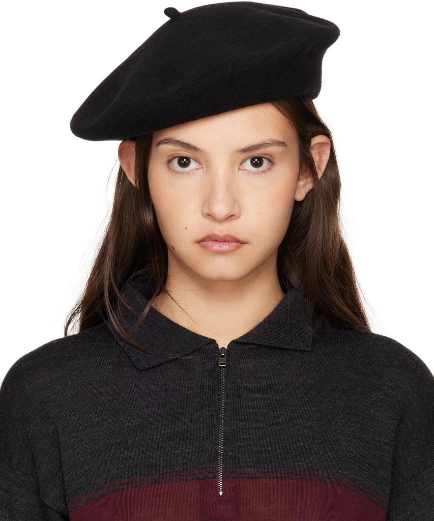 MAISON MARGIELA Black Heavy Wool Beret 1