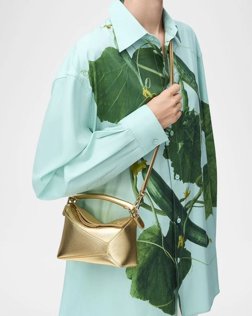 Loewe Puzzle Edge Mini Top-Handle Bag in Metallic Leather 6