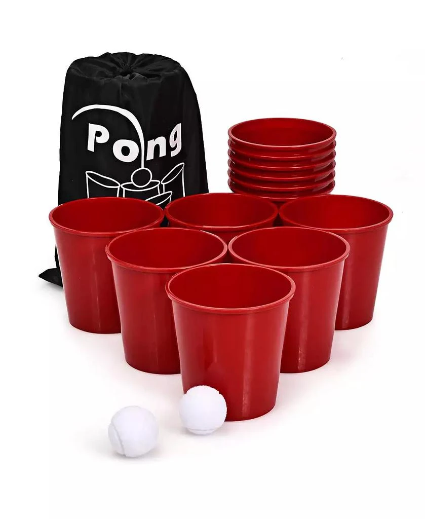 SUGIFT - Giant Yard Pong Game Set with Buckets, Balls 
Carry Bag 9