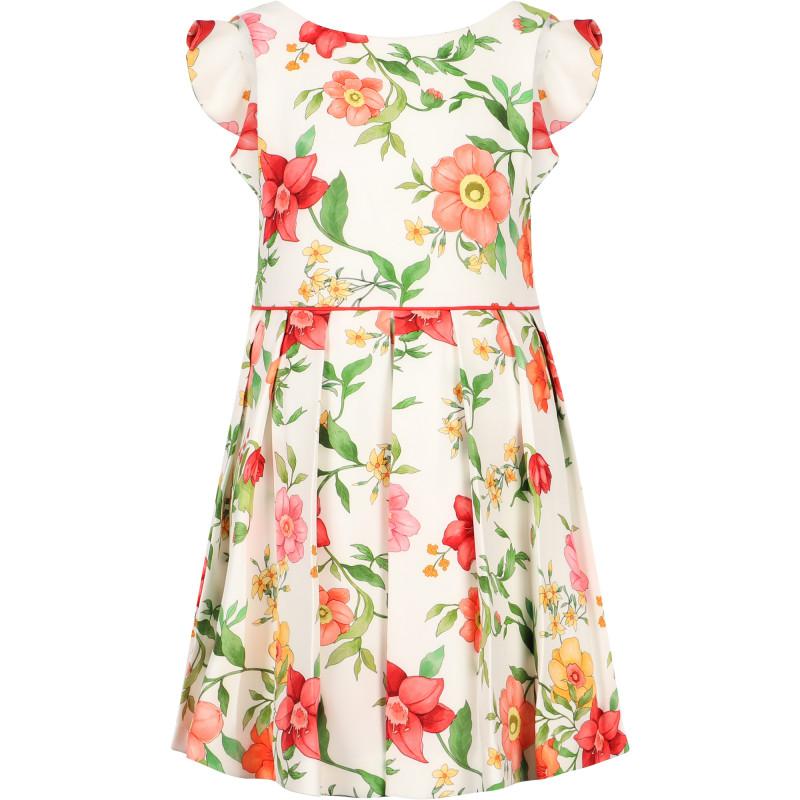 Abel & Lula Pleated floral dress in white