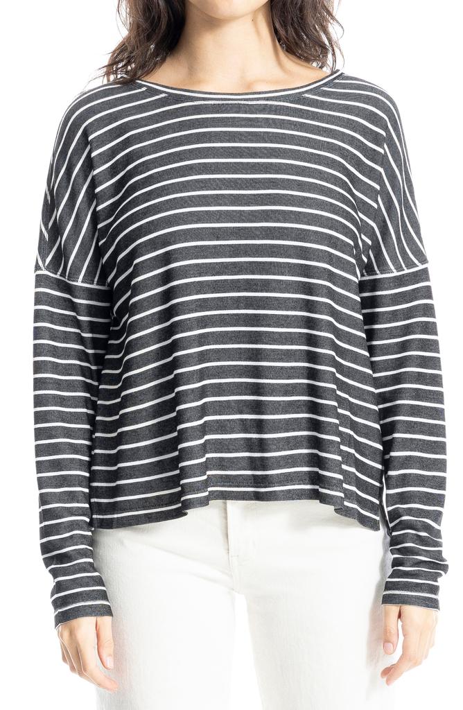 Max Studio Long Sleeve Bubble Hem Knit Top