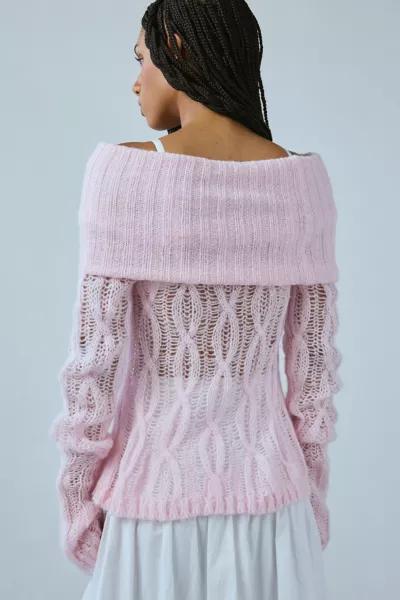 Fantastic Baby Fantastic Baby Gigi Off-The-Shoulder Open Knit Sweater