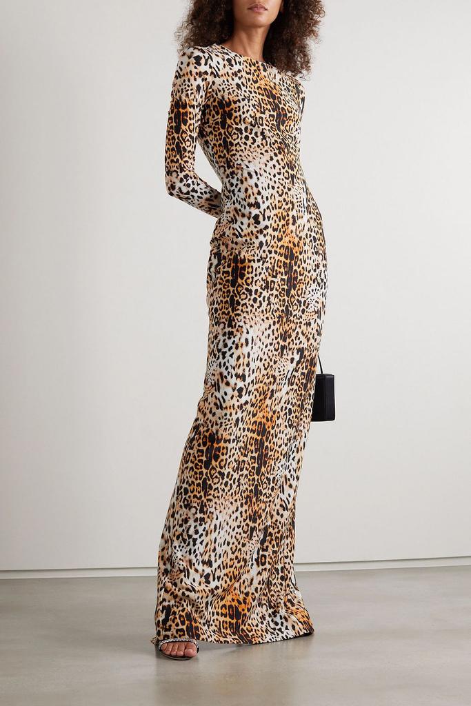 Halpern Open-back leopard-print stretch-jersey maxi dress
