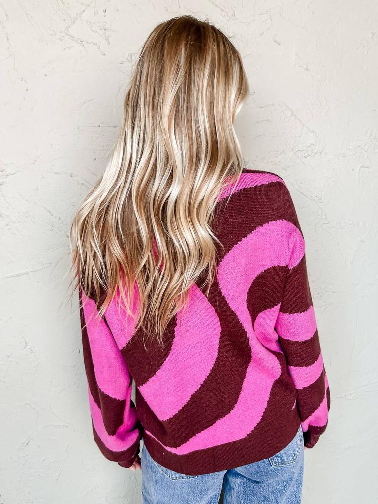 dee elly Dee Elly - Crisp Contrast Striped Button Front Cardigan
