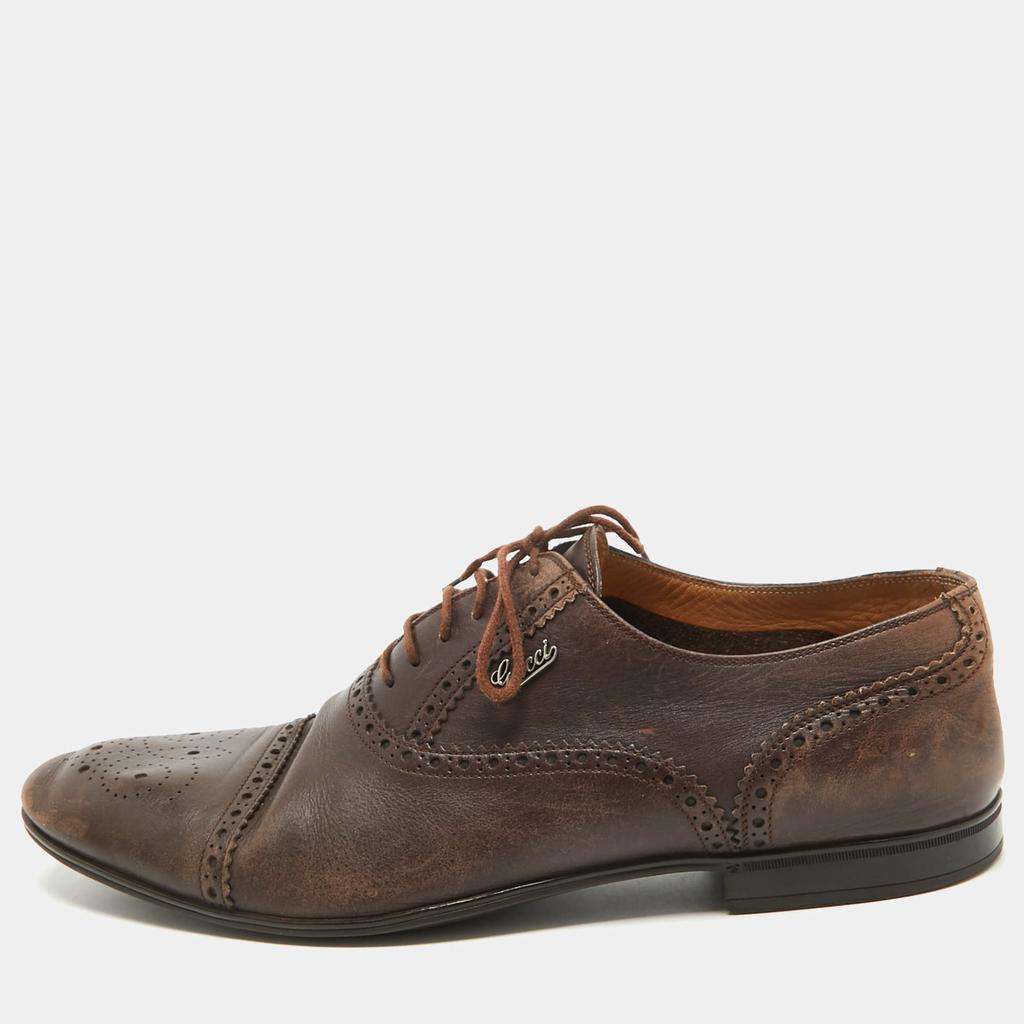 Gucci Gucci Brown Leather Lace Up Brogue Oxfords Size 44.5