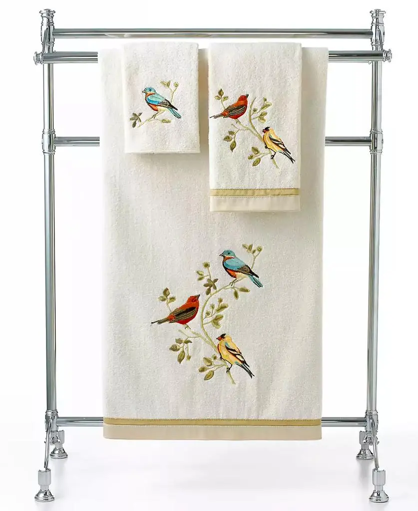 Avanti Gilded Birds Embroidered Cotton Bath Towel, 25" x 50"