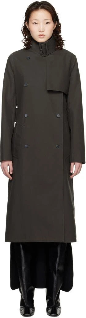 Courrèges Gray Buckle Cotton Trench Coat