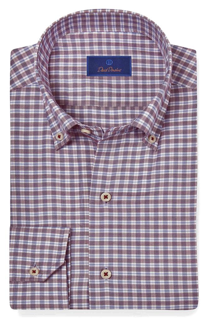 David Donahue Twill Check Sport Shirt