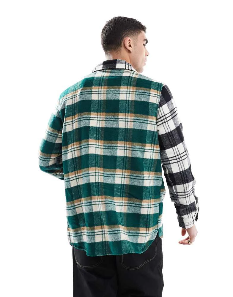 ADPT ADPT oversized heavy brushed check overshirt black & green 3