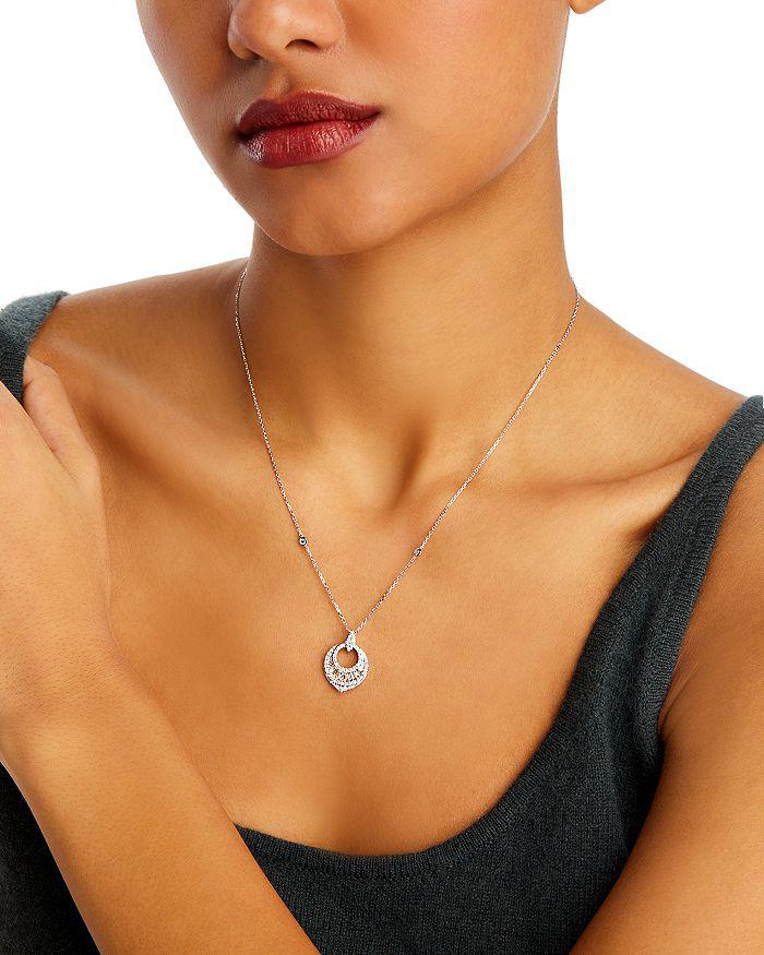Bloomingdale's Diamond Round & Baguette Pendant Necklace in 14K White Gold, 0.65 ct. t.w.