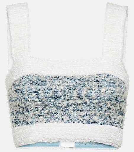 Balmain Tweed denim crop top 1