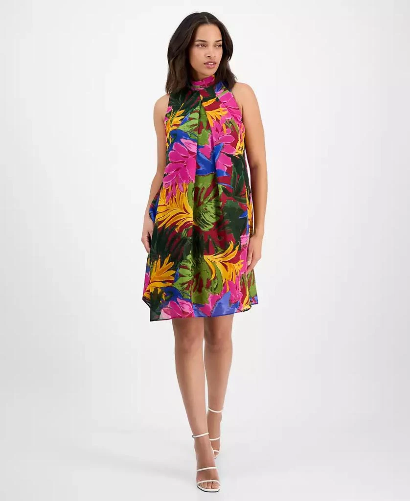Robbie Bee Women's Printed Mock-Neck Shift Dress 1