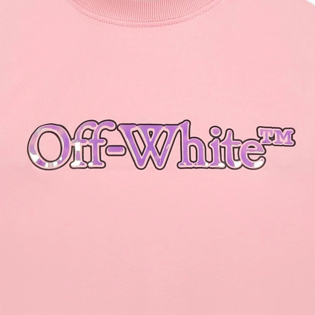 Off-White Pink T-shirt For Girl With Logo 3