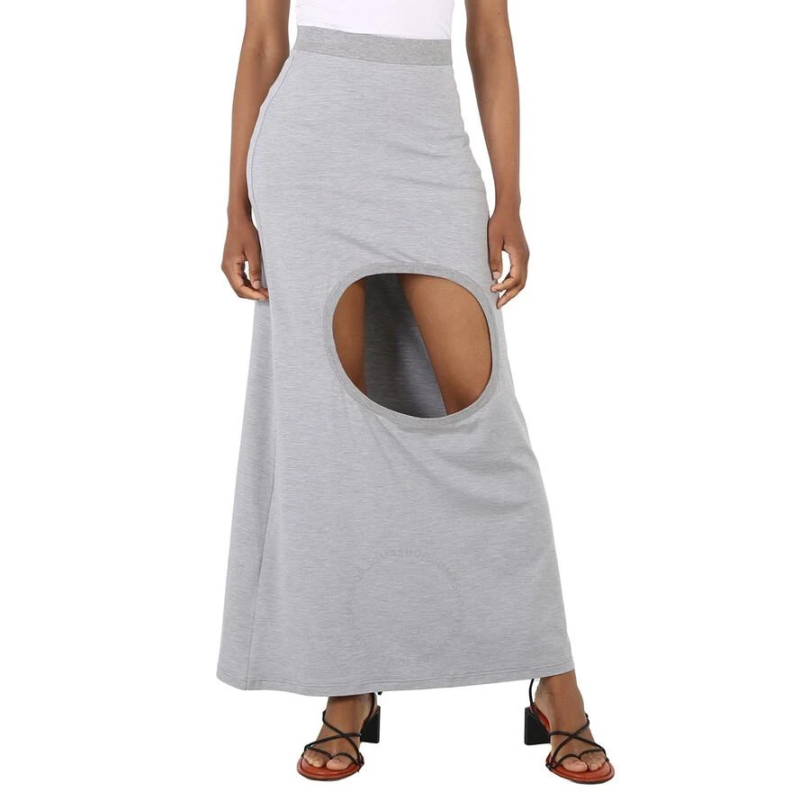 Burberry Ladies Grey Melange Stretch Silk Jersey Step-through Skirt 1
