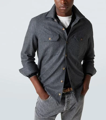 Brunello Cucinelli Virgin wool flannel overshirt 5