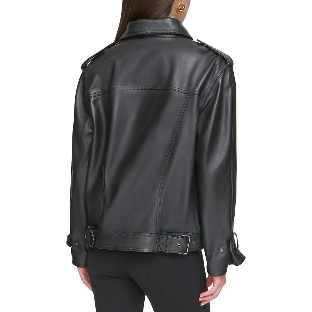DKNY Womens Leather Oversized Motorcycle Jacket 2