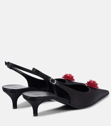 Magda Butrym 45 floral-appliqué satin slingback pumps 2