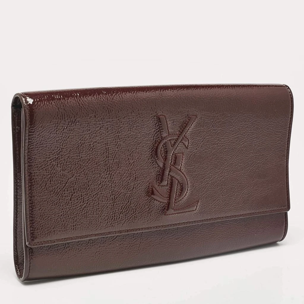 Yves Saint Laurent Yves Saint Laurent Burgundy Patent Leather Belle De Jour Clutch 3