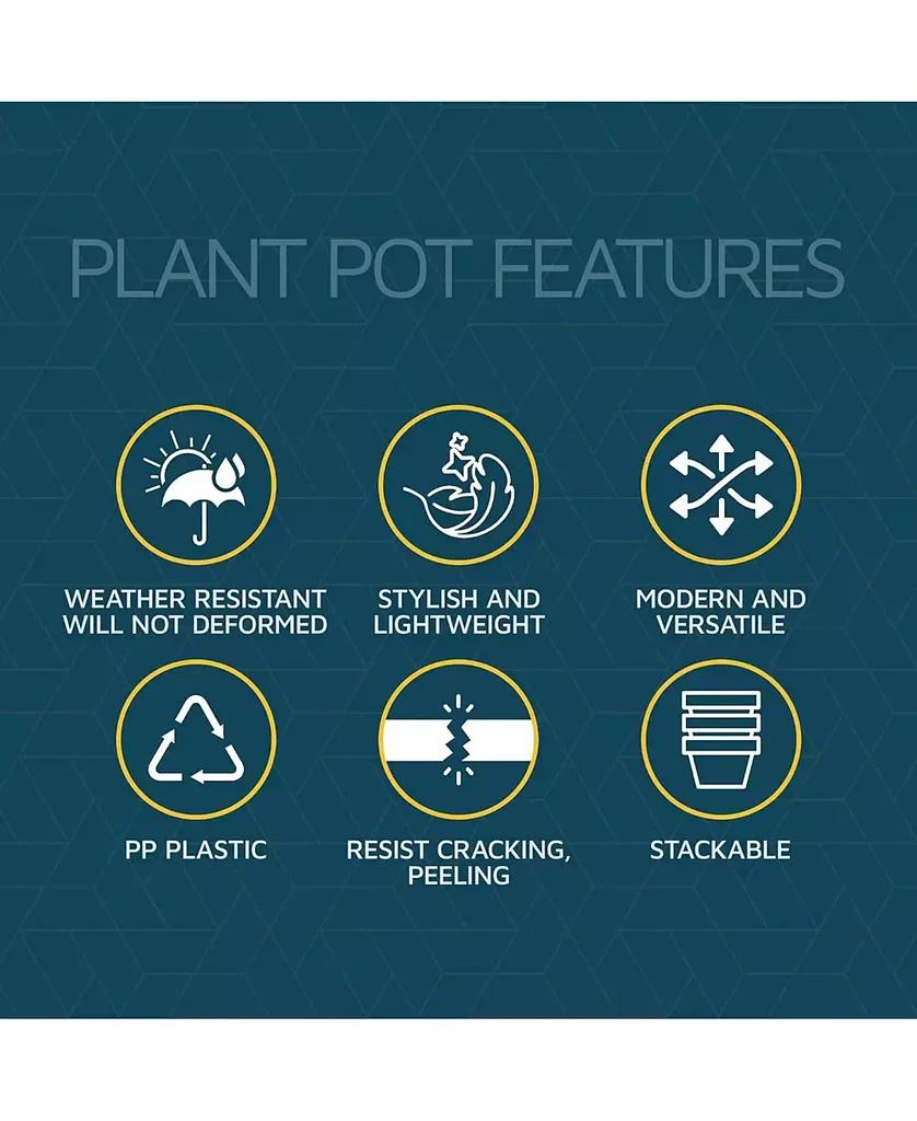 Lifemaster White Plant Pots 5-Pack with Drainage Holes 
Saucers, Stackable Indoor 
Outdoor Plastic Planters in Multiple Sizes, Durable Matte Finish 2