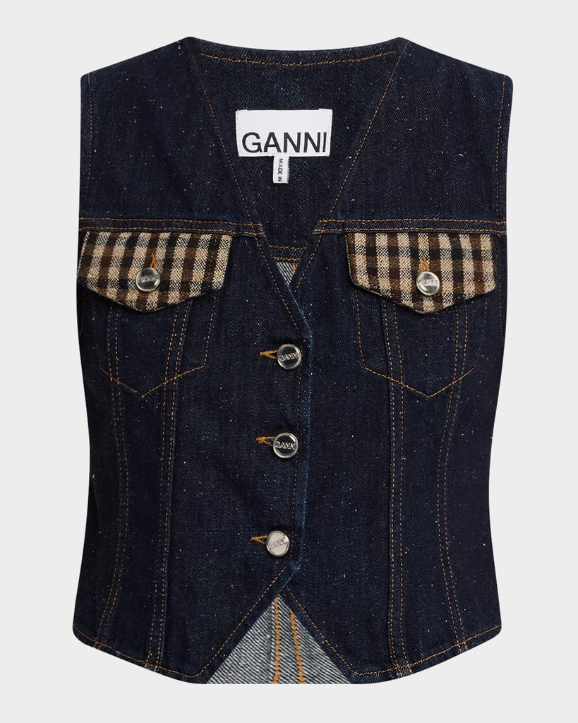 Ganni Denim Patchwork Utility Vest