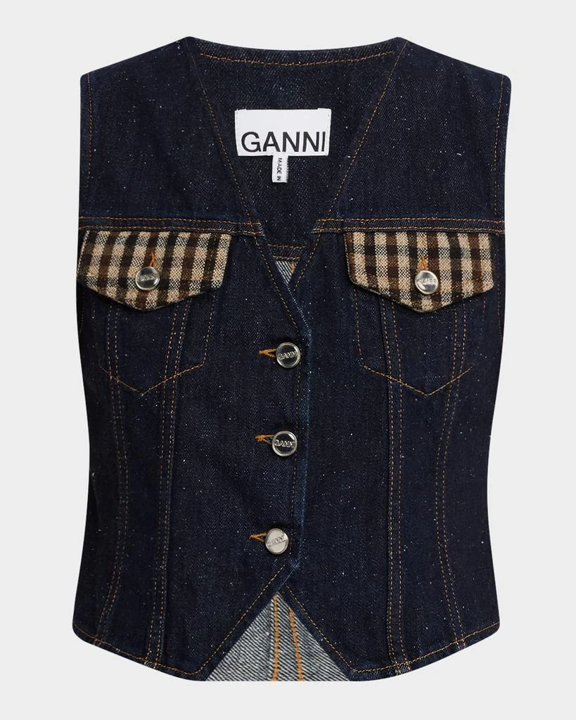 Ganni Denim Patchwork Utility Vest 1