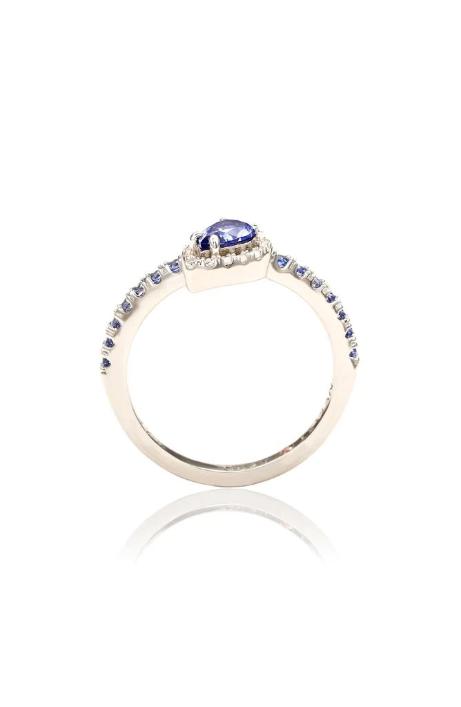 Suzy Levian Pear Cut Blue Sapphire Band Ring 3