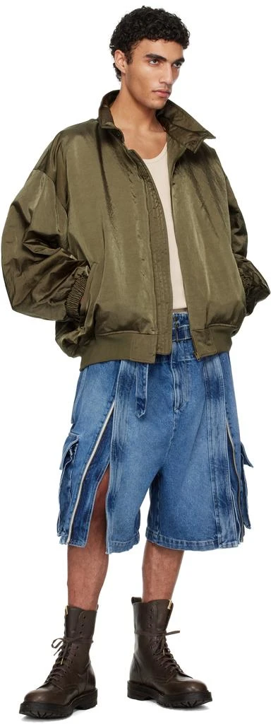 Hed Mayner Blue Zip Vent Denim Cargo Shorts 4