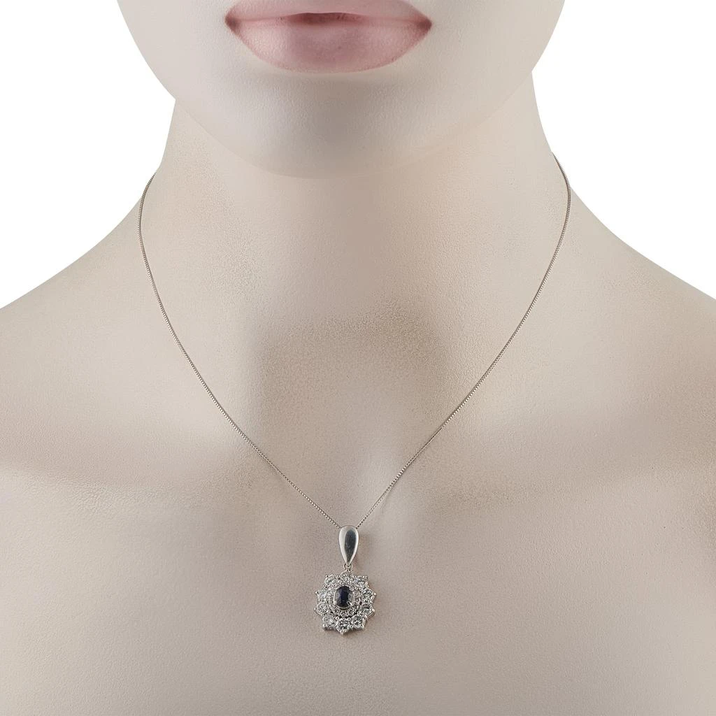 LB Exclusive Platinum 1.25ct Diamond and Sapphire Pendant Necklace MF19-011426 2