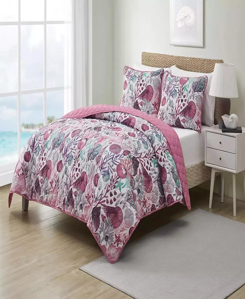 VCNY Home Ivory Coast Disperse Print Reversible 3 Piece Quilt Set 5