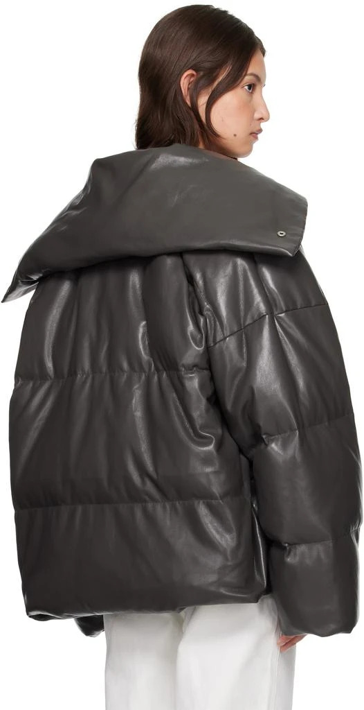 Nanushka Khaki Alora Down Vegan Leather Jacket 3