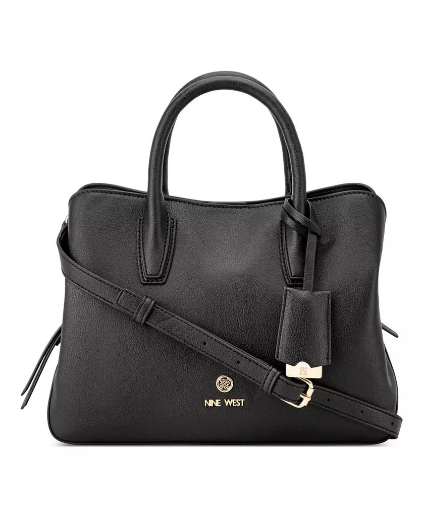 Nine West Leonel 3 Compartment Satchel | Adjustable Shoulder Strap, Magnetic Closures, Interior Pockets, Cotton Blend Lining