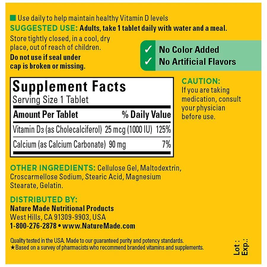 Nature Made Vitamin D3 1000 IU (25 mcg) Tablets 4