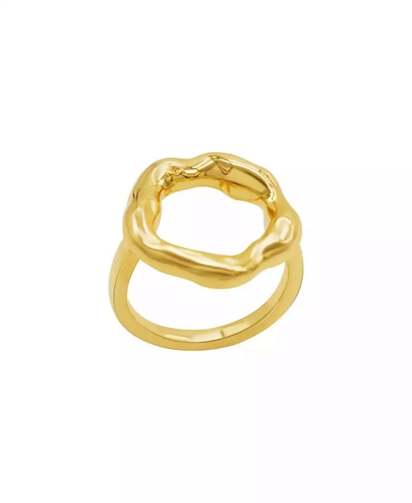 ADORNIA Tarnish Resistant 14K Gold-Plated Open Circle Hammered Ring