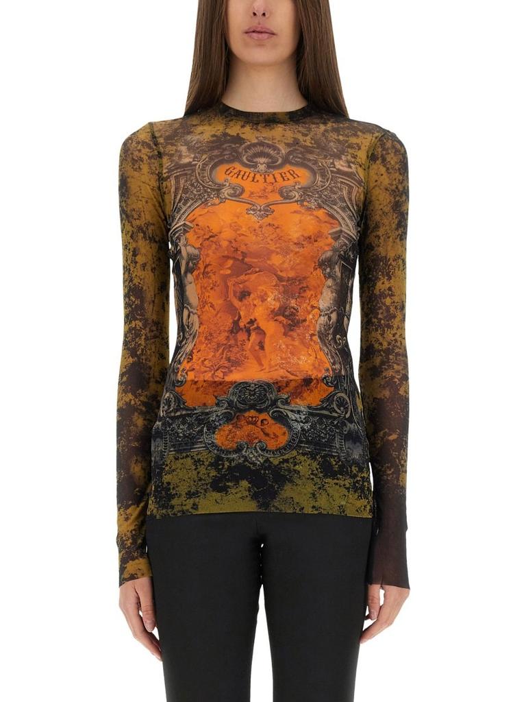 JEAN PAUL GAULTIER ワンピース Printed mesh shirt dress939467 Printed mesh shirt dress in multicoloured - Jean Paul