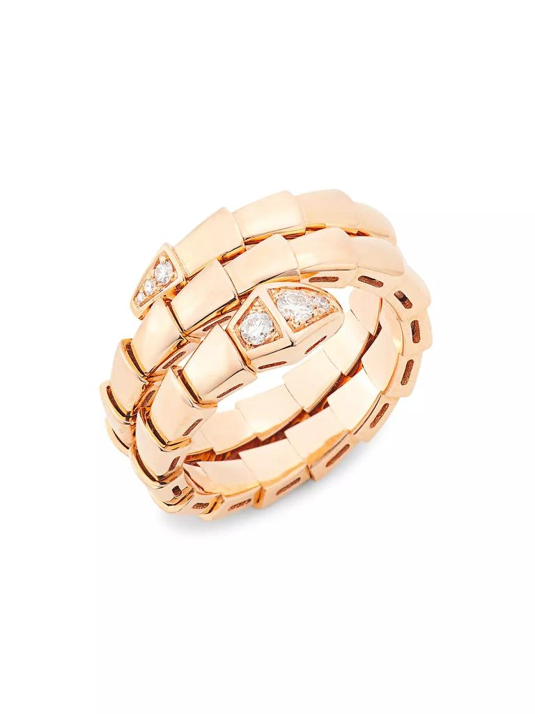 BVLGARI Serpenti Viper 18K Rose Gold & Diamond 2-Coil Ring 1