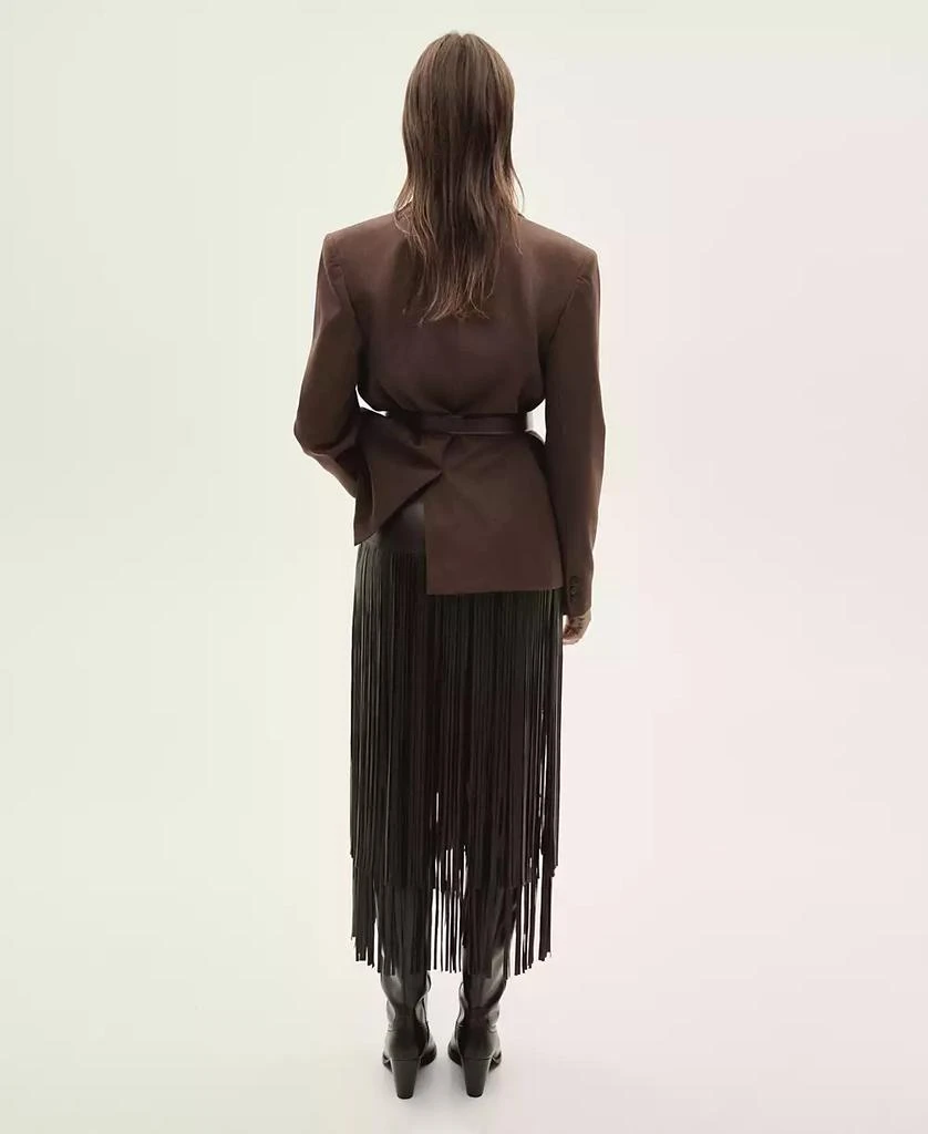 Mango Women's Leather-Effect Fringed Skirt 3